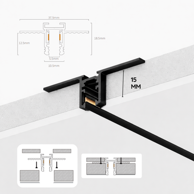 Riel Magnético 5mm para Incrustar Negro x 3 metros